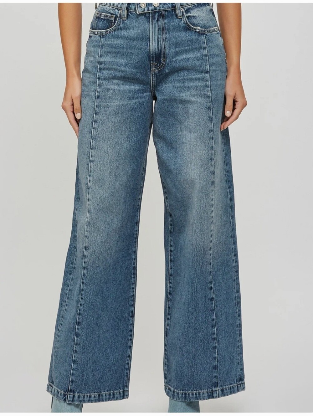 Wide Leg Flare Jeans in Medium Blue